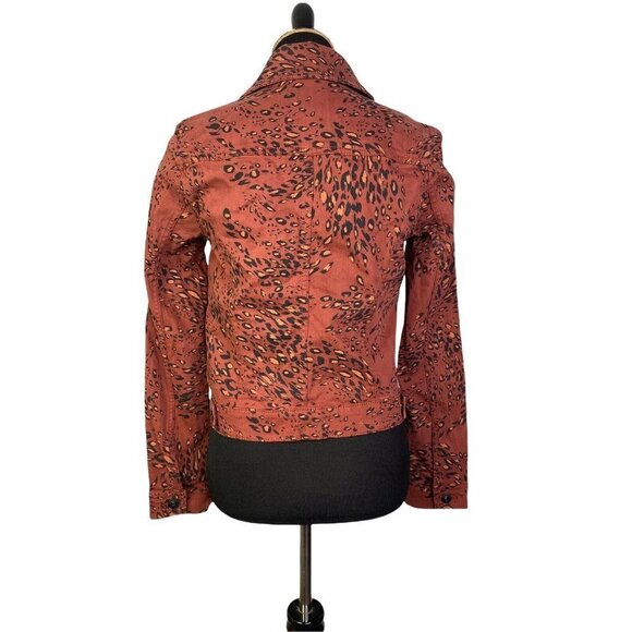 Ella Moss Woman's Cheetah Swirl Lenna Stretch Cotton Denim Stretch Jacket SZ‎ XS - Picture 6 of 8